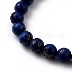 Bracelets de perles extensibles rondes en lapis-lazuli naturel (teint)&nbsp;BJEW-JB05408-02