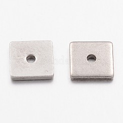 変色しない304ステンレススチールスペーサービーズ  正方形  ステンレス鋼色  6x6x0.8mm  穴：1.2mm&nbsp;STAS-E134-6mm-19P