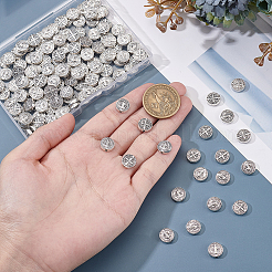 150 шт. плоские круглые бусины из сплава в тибетском стиле&nbsp;TIBEB-GA0001-05AS