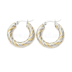 Двухцветные серьги-кольца из нержавеющей стали 304&nbsp;EJEW-B150-01D