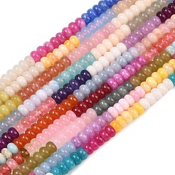 染め加工天然石ホワイトジェイドビーズ連売り  滑らかなロンデル  ミックスカラー  8x4.5mm  穴：0.7mm  約79個/連  15.94''（40.5センチメートル）&nbsp;GG-CBA7CEF-01