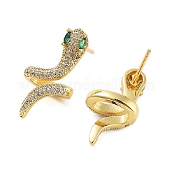 Orecchini a perno in ottone a forma di serpente con placcatura a cremagliera&nbsp;EJEW-N055-45G-RS