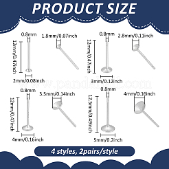 8 пара 4 стилей 925 оправы для сережек-гвоздиков из стерлингового серебра&nbsp;STER-BC0003-86