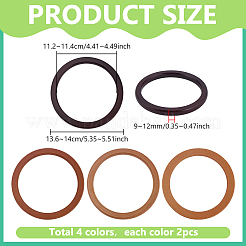 8 шт. 4 цвета деревянная плоская круглая ручка для кошелька&nbsp;AJEW-PH0006-18