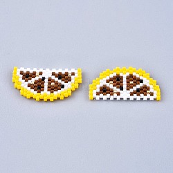 Ciondoli di perline fatte a mano, con filo elastico, modello telaio, limone, sienna, 15.5x28x1.5~2mm