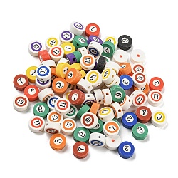 Handmade Polymer Clay Beads, Billiards, Mixed Color, 9.5x4.5mm, Hole: 1.8mm