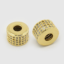 Perline in ottone zirconi, colonna, oro, 5.5x8.5mm, Foro: 3 mm