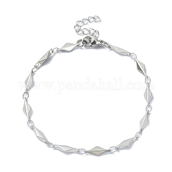 304 Edelstahl-Rhombus-Gliederketten-Armband für Damen, Edelstahl Farbe, 6-7/8 Zoll (17.5 cm)
