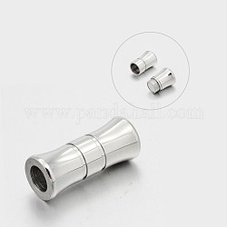 Column 304 Stainless Steel Magnetic Clasps, Stainless Steel Color, 21x9mm, Hole: 5mm