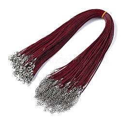 Gewachsten Baumwollkordel bildende Halskette, mit Alu-Karabiner Schnallen und Eisenketten Ende, Platin Farbe, Kokosnuss braun, 17.12 Zoll (43.5 cm), 1.5 mm
