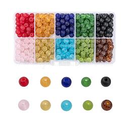 10 Farben transparente Glasperlenstränge, matt, Runde, Mischfarbe, 6 mm, Bohrung: 1 mm, über 70pcs / Farbe, 10 Farben, 700 Stück / Karton