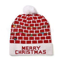 LED ライトアップ クリスマス アクリル繊維糸カフス ビーニー キャップ  女性のための冬の暖かいニット帽子  内蔵バッテリーとスイッチ付き  タータン  285x240x13.5mm  内径：145mm