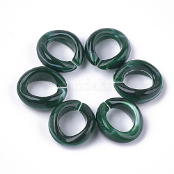 Acryl-Verknüpfung Ringe, Quick-Link-Anschlüsse, zur Herstellung von Schmuckketten, Nachahmung Edelstein-Stil, Ring, dunkelgrün, 19.5x18x8 mm, Bohrung: 11.5x10.5 mm, ca. 420 Stk. / 500 g