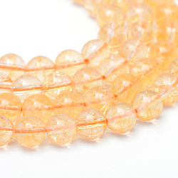 Redondas hebras de perlas naturales citrino, teñido y climatizada, 10~11mm, agujero: 1 mm, aproximamente 39 pcs / cadena, 15.7 pulgada