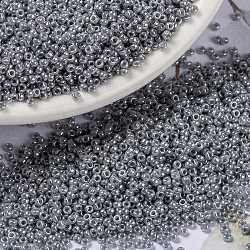 Miyuki runde Rocailles Perlen, japanische Saatperlen, (rr443) undurchsichtiger grauer Glanz, 15/0, 1.5 mm, Bohrung: 0.7 mm, ca. 5555 Stk. / 10 g