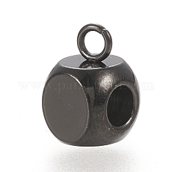 304 tubo de acero inoxidable., fianzas de bucle, cuentas de fianza cubo, electroforesis negro, 9x6x6mm, agujero: 1.6 mm