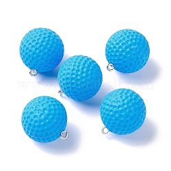 Пластиковые подвески, с платиновыми тоновыми железными петлями, неровный теннис и регби, голубой, 23x20 мм, отверстие : 2 мм