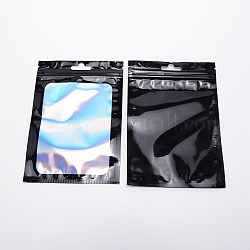 Rechteckige Zip-Lock-Kunststofflasertaschen, mit klarem Fenster, wiederverschließbare Taschen, Schwarz, 15x10.5x0.02 cm