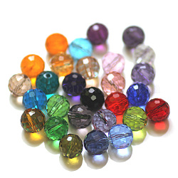Imitation österreichischen Kristallperlen, Klasse aaa, facettiert, Runde, Mischfarbe, 6 mm, Bohrung: 0.7~0.9 mm