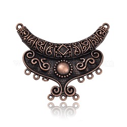 Moon Alloy Chandelier Component Links, for Necklace Design, Nickel Free, Red Copper, 53x62.5x7mm, Hole: 2mm