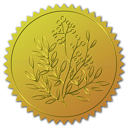 Pegatinas autoadhesivas en relieve de lámina de oro, etiqueta engomada de la decoración de la medalla, patrón de rama, 5x5 cm