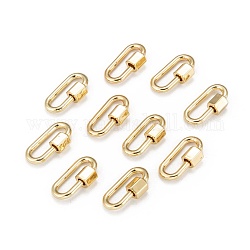 Латунные брелоки с карабином, для изготовления ожерелий, овальные, золотые, 20x11.5x2 мм, Винт: 6.5x6.5 мм