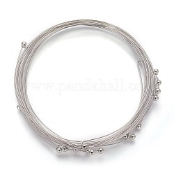 Brass Necklace Making, Platinum Color, about 1.5mm wide, 14cm inner diameter, Ball: 6mm