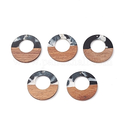 Colgantes de resina y madera de nogal, colgantes geométricos de dos tonos, anillo, 38x3mm, agujero: 2 mm