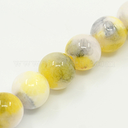 Natural Persian Jade Beads Strands, Dyed, Round, Yellow, 8mm, Hole: 1.2~1.5mm, about 50pcs/strand, 16 inch