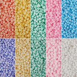 Pandahall 100г 10 цвета 12/0 бусины из непрозрачного стекла, круглое отверстие, матового цвета, круглые, разноцветные, 2x1 мм, отверстие : 0.7 мм, 10 г / цвет
