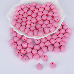 Cuentas focales redondas de silicona, masticar cuentas para mordedores, diy collares de enfermería haciendo, rosa perla, 15mm, agujero: 2 mm