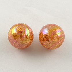 Couleur ab crépitement transparente acrylique perles rondes, Sandy Brown, 20mm, Trou: 2.5mm, environ 108 pcs/500 g