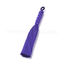 Colgantes grandes de la borla de nylon, Violeta Azul, 90~100x7mm, agujero: 3x2 mm