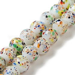 Perles à la main Murano brin, ronde, blanc, 10x9~10mm, Trou: 1.2mm, Environ 40 pcs/chapelet, 14.76 pouce (37.5 cm)