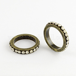 Brass Linking Rings, with Grade A Rhinestone, Antique Bronze, 25x4mm