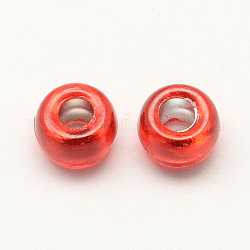 Silver Foil Acrylic European Beads, Large Hole Barrel Beads, Red, 9x6mm, Hole: 4mm, about 1800pcs/500g