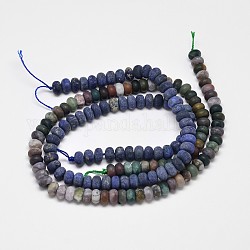 Natural Frosted Indian Agate or Lapis Lazuli Rondelle Bead Strands, Mixed Stone, 8x5mm, Hole: 1mm, about 72pcs/strand, 15.7 inch