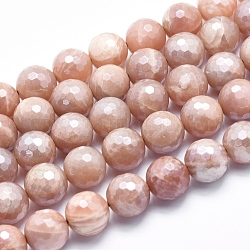 Galvaniser des perles de pierre de soleil naturelles, facette, ronde, 12mm, Trou: 1mm, Environ 32 pcs/chapelet, 15.7 pouce