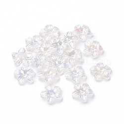 Transparentes bouchons acrylique de perles, Flower 5 pétales, nacré, clair ab, 14x14x3mm, Trou: 1.6mm