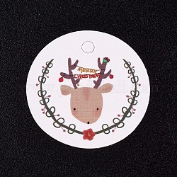 紙ギフトタグ  hange tags  美術工芸用  クリスマスのために  クリスマスのトナカイ/クワガタ模様とフラットラウンド  カラフル  30x0.3mm  穴：3mm
