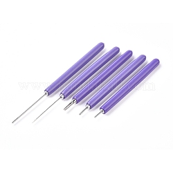 Outil de quilling en papier, stylo à bifurcation, stylo à rouler en papier avec épingles en acier inoxydable et poignée en plastique, support violet, 104.5~141.5x8.5mm, 5 pièces / kit