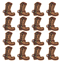 FINGERINSPIRE 16PCS Cowboy Boots Iron On Patches 3.2x2.8 inch Computerized Embroidery Western Long Boot Appliques Non-Woven Fabrics Sew on Patches for Clothing Jeans, Coat, Bag, Hat, Shoes Decoration