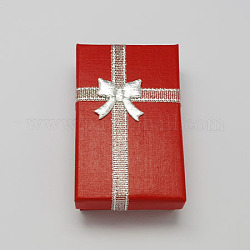 День Святого Валентина жена подарки пакеты картон комплект ювелирных изделий коробки с бантом и губкой внутри, для ожерелья и подвески, прямоугольные, красные, 80x50x25 мм