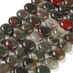Naturali africane perline Bloodstone fili, rotondo e piatto, 14.6~15.5x6~6.5mm, Foro: 0.8 mm, circa 27pcs/filo, 15.59''~15.87'' (39.6~40.3 cm)