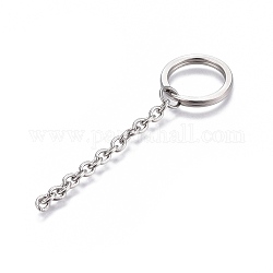 304 geteilter Schlüsselring aus Edelstahl, für die Schlüsselbundherstellung, mit verlängerten Kabelketten, Edelstahl Farbe, 74.5 mm, Ring: 20x2.4 mm