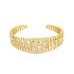 Bracciale rigido aperto con perline intrecciate in ottone, braccialetto grosso per le donne, oro, diametro interno: 2 pollice (5.2 cm)