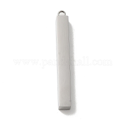 304 Stainless Steel Pendants, Rectangle Charm, Stainless Steel Color, 43x5x5mm, Hole: 2.2mm