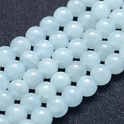 Chapelets de perles en aigue-marine naturelle, Grade a, ronde, 6mm, Trou: 1mm, Environ 67 pcs/chapelet, 15.7 pouce (40 cm)
