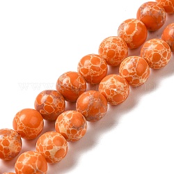 Fili di perline tinti di diaspro imperiale sintetico, tondo, arancione scuro, 8mm, Foro: 1.2 mm, circa 47~48pcs/filo, 14.96''~15.16'' (38~38.5 cm)