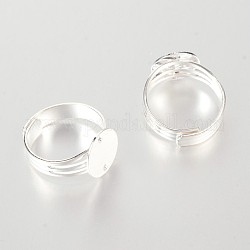 Base de la base del anillo de latón almohadilla ajustable, color plateado, Bandeja: 12 mm, 18mm